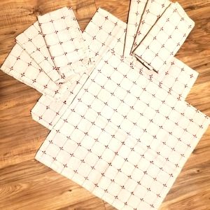 CYNTHIA ROWLEY Eight dinner napkins Natural with red metallic thread 19x18